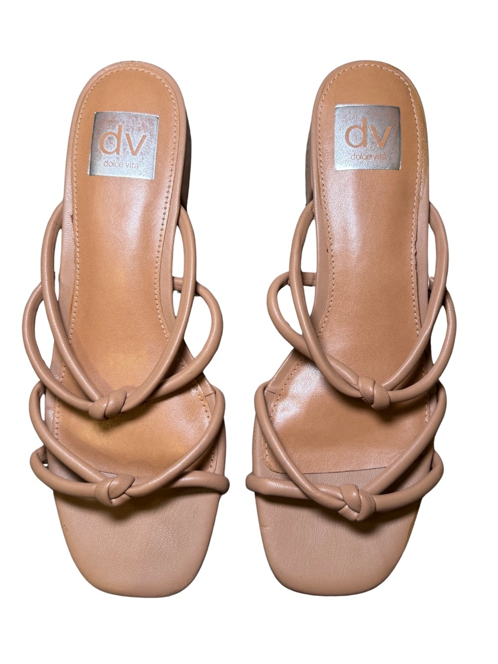Dolce Vita Nude Tan Knotted Strappy Slide Sandals